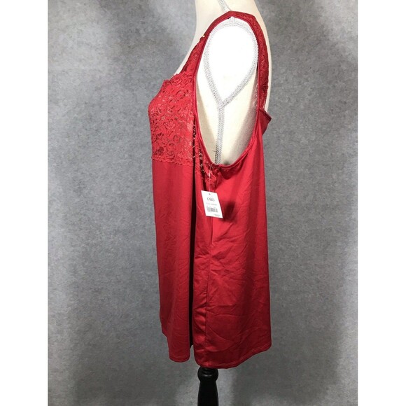 Lace Trimmed Tank Cami Womans 22/24W Red Stretch Valentine Coquette Whimsy NWT - Picture 5 of 8